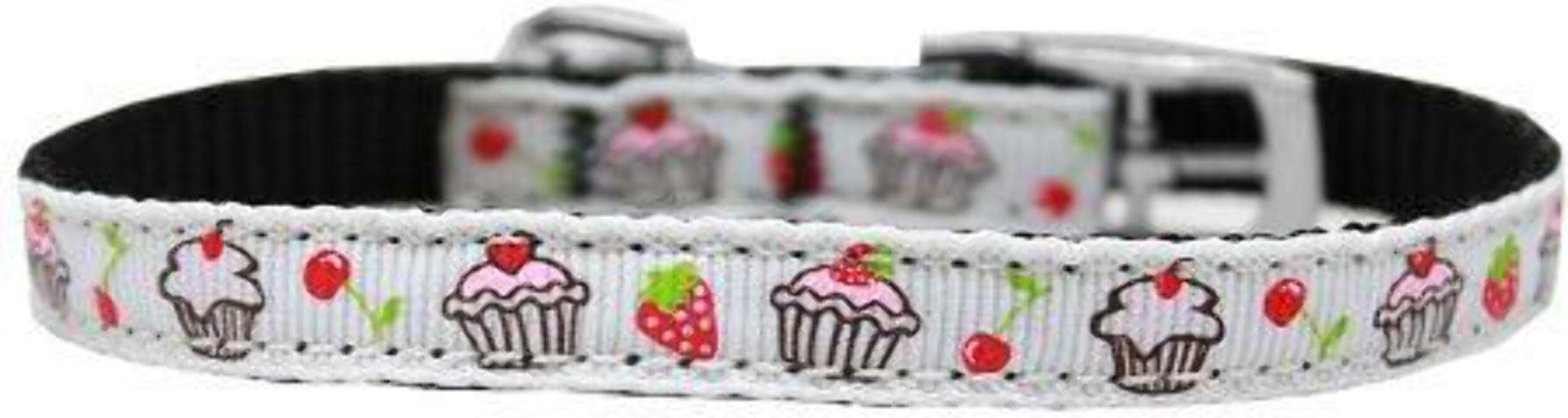 Mirage Pet Products Cupcakes Nylon Dog Collar with Classic Buckle, Size 8, Purple