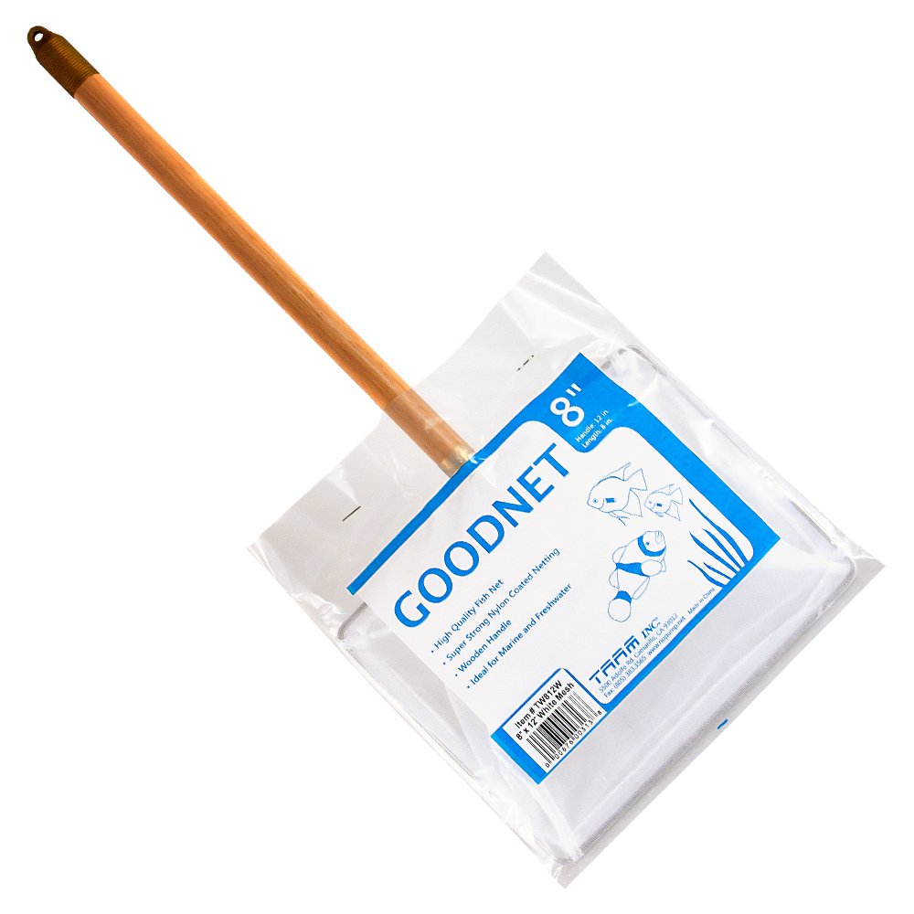 Taam Atatw812W Wood Handle Net For Aquarium, 8-Inch By 6.5-Inch By 12-Inch, White