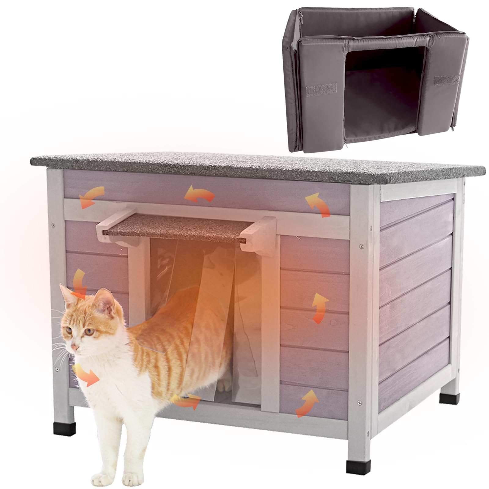 Cat House For Outdoor Cats Insulated Feral Kitty Shelter With Warm Liner For Winter Waterproof Rabbit Hutch For Bunnies,Cats