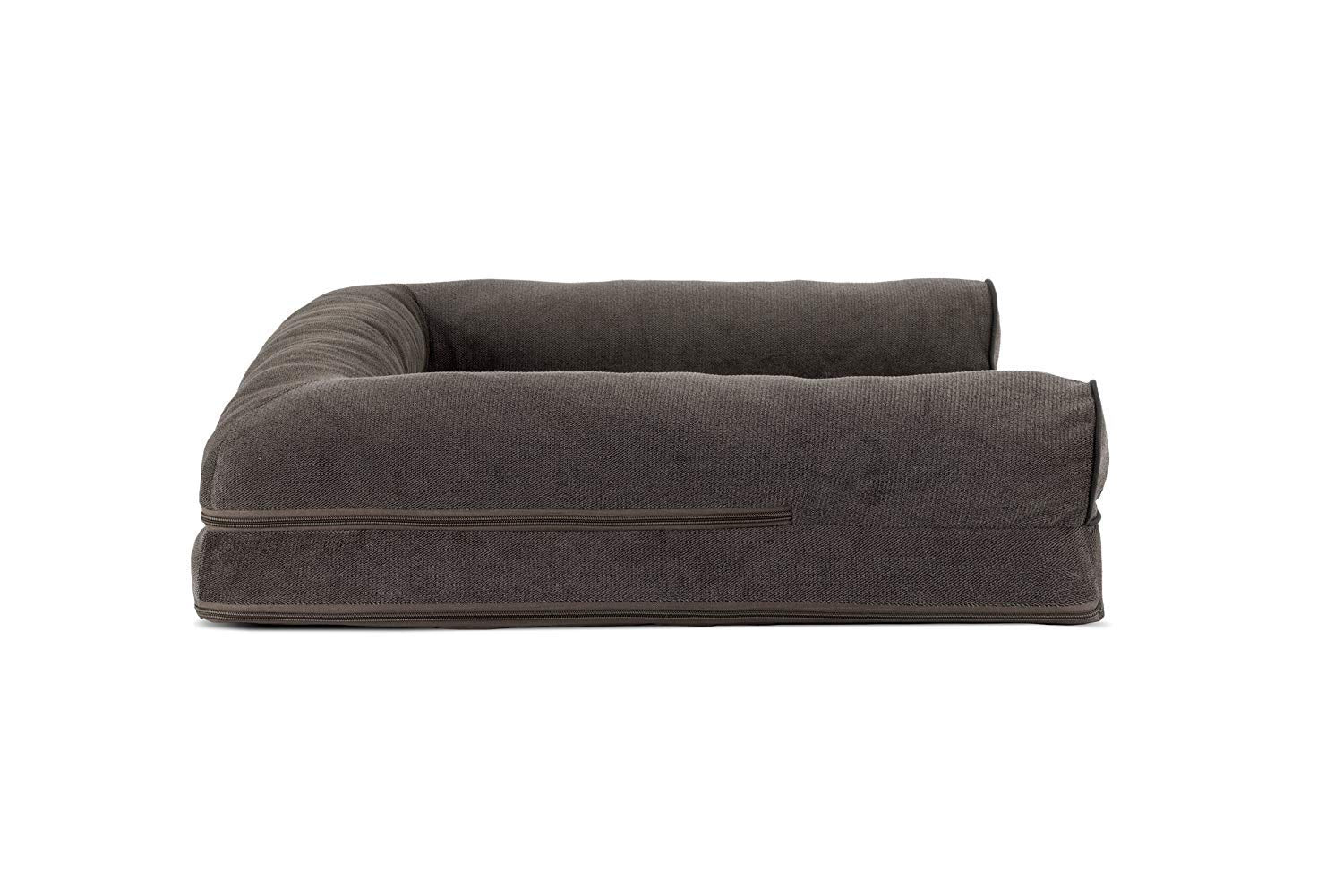 Furhaven Large Orthopedic Dog Bed Sherpa & Chenille Sofa-Style W/ Removable Washable Cover - Coffee, Large