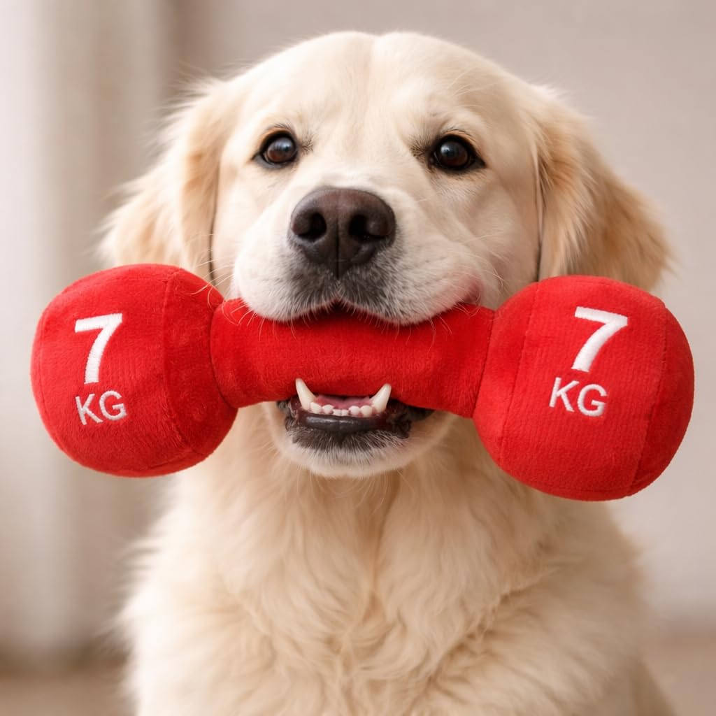 Petpals Dumbbell Plush Dog Toy | Soft Dog Toy For Puppies & Adult Dogs | Durable Fabric & Stitching