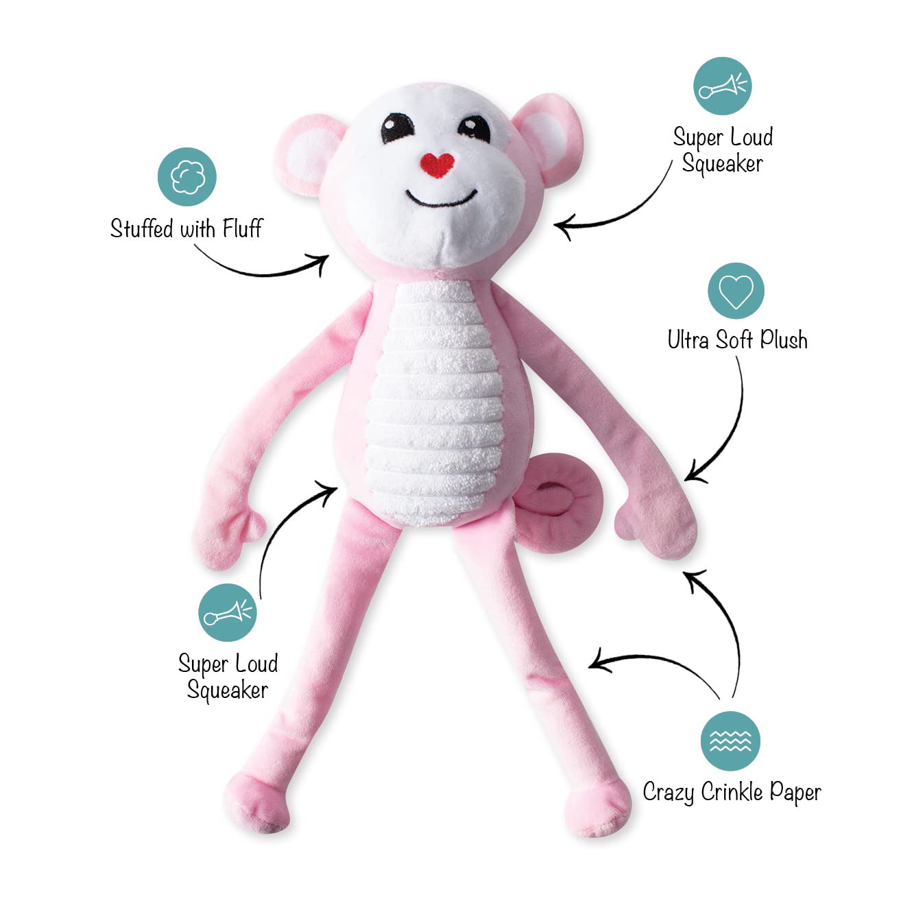 Fringe Studio Plush Dog Toy, Monkey Love, Petshop Collection (314119)