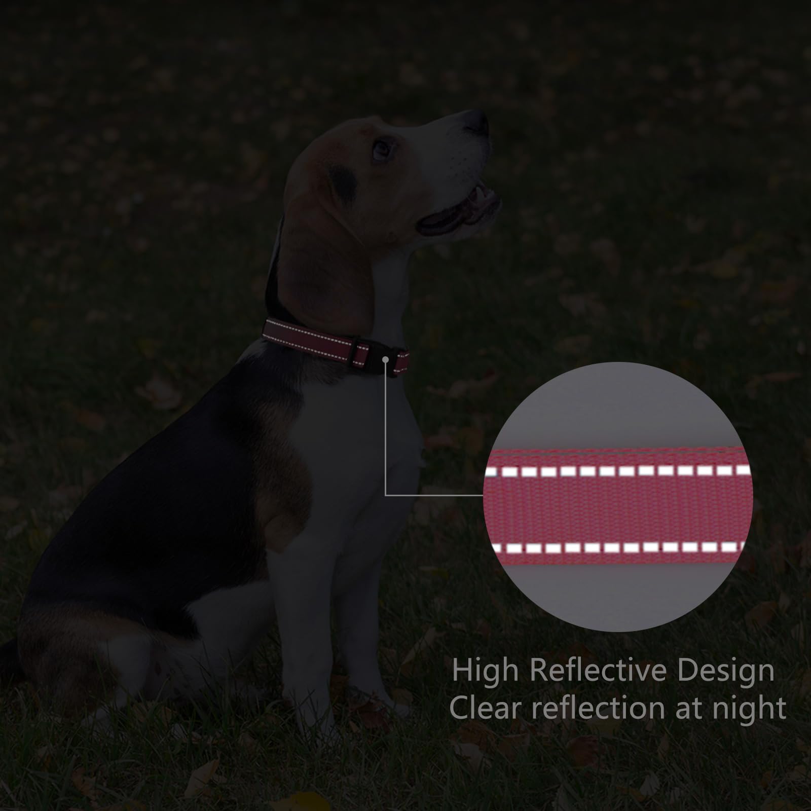 Penseepet Reflective Dog Collar Padded With Soft Neoprene Breathable Quick Release Basic Dog Collars For Medium Dogs Hot Pink Girl