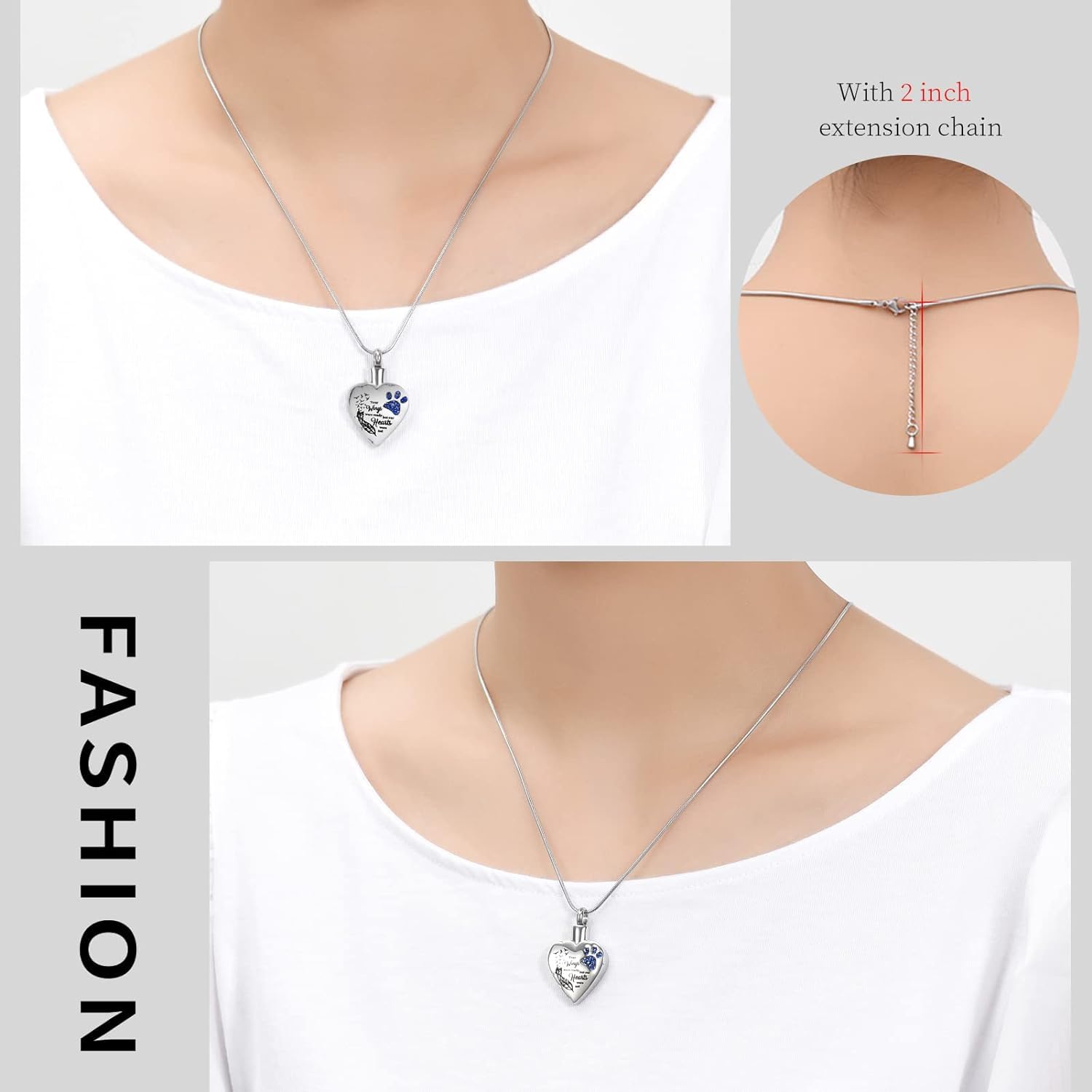Memorial Jewelry Your Wings Were Ready, But My Heart Was Not Stainless Steel Carved Locket Cremation Urn Necklace For Pet Dog Cats (Your Wings-Blue)