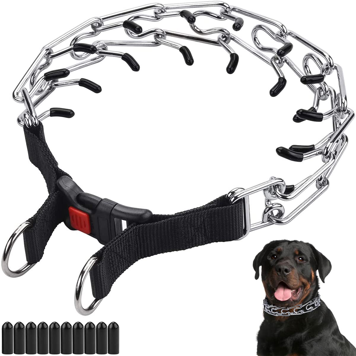 Cbbpet Dog Prong Collar, Adjustable Dog Training Collar With Quick Release Buckle For Small Medium Large Dogs