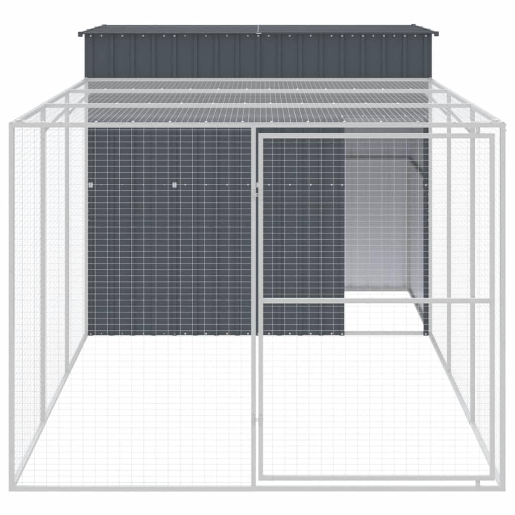 vidaXL Dog House with Run Anthracite 84.3x179.9x71.3 Galvanized Steel