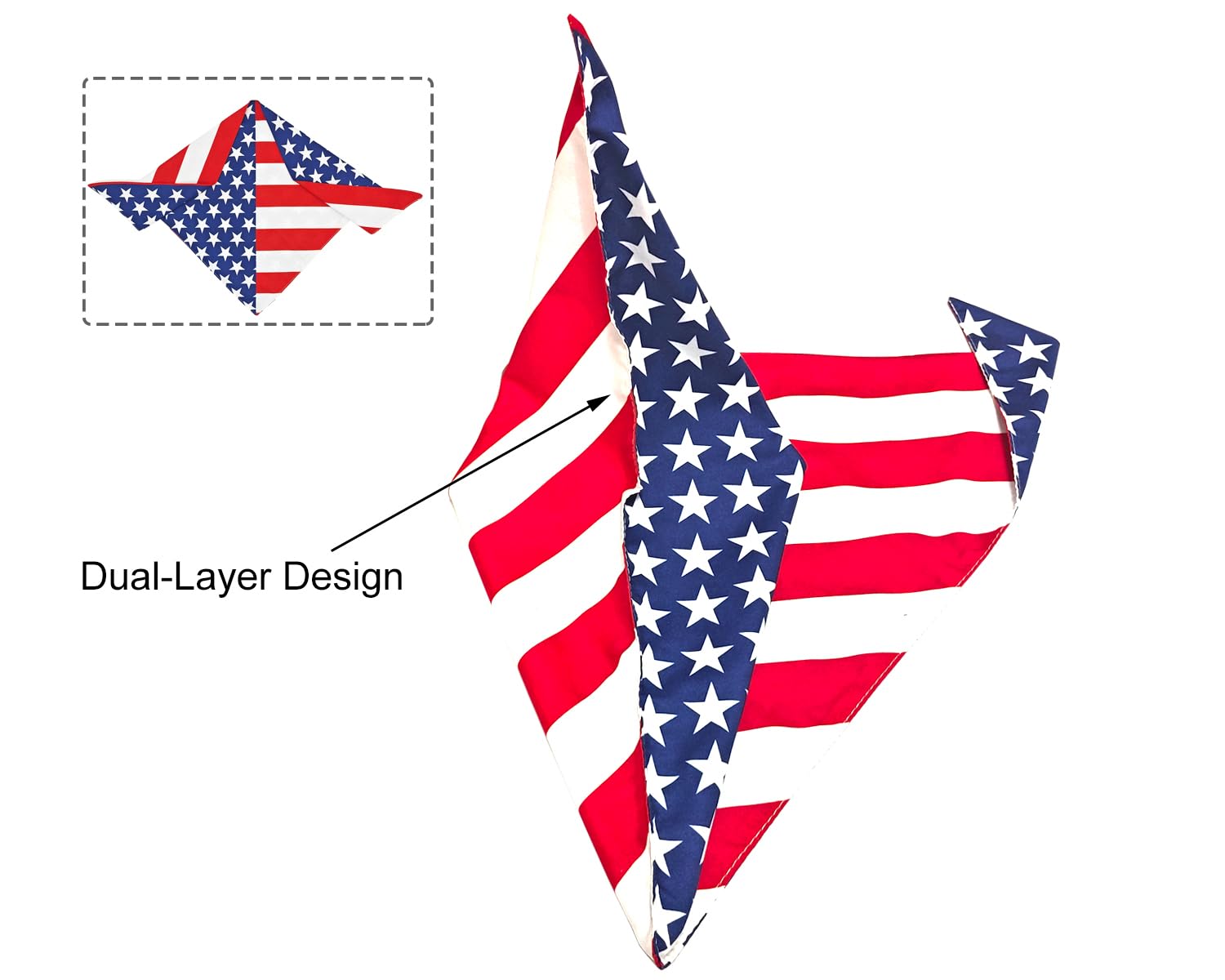Cozyhaus 2Pcs Dual-Layer Design Patriotic Dog Bandanas Outfit,Large Summer Triangle Reversible Memorial Day Independence Day Ame
