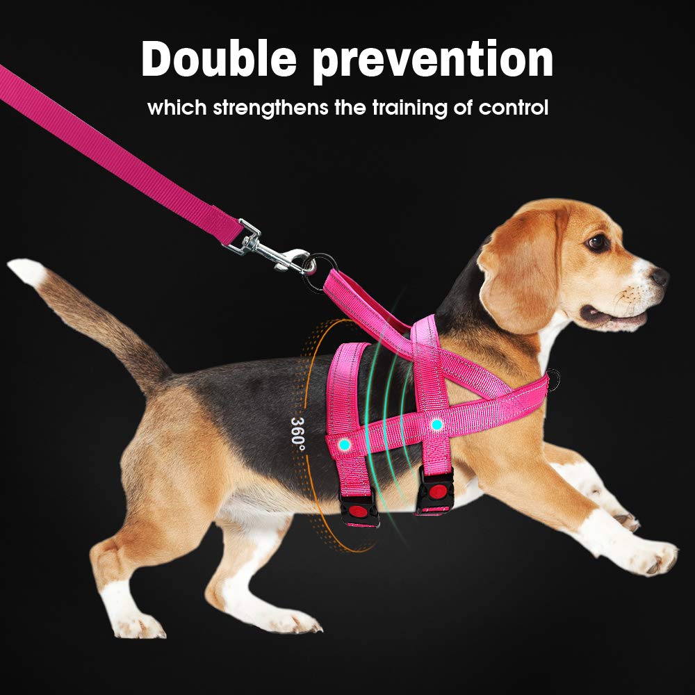 Beirui No Pull Escape Proof Dog Harness for Small Medium Large Dogs - Soft Padded Reflective Medium Dog Walking Harnesses (Hot P