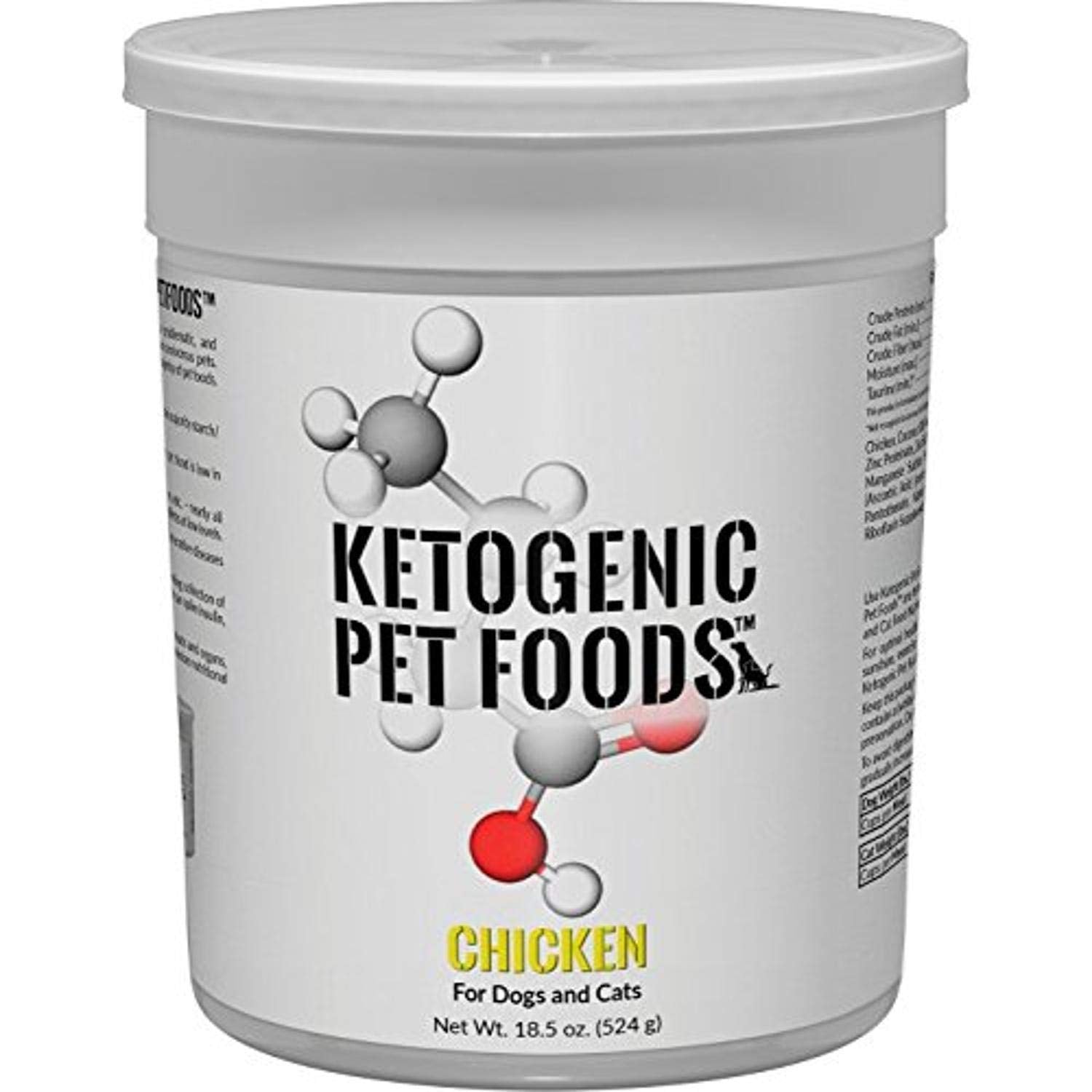 Ketogenic Pet Foods - Chicken - High Protein, High Fat, Low Carb, Natural Dog & Cat Food - 18.5 oz. Canister