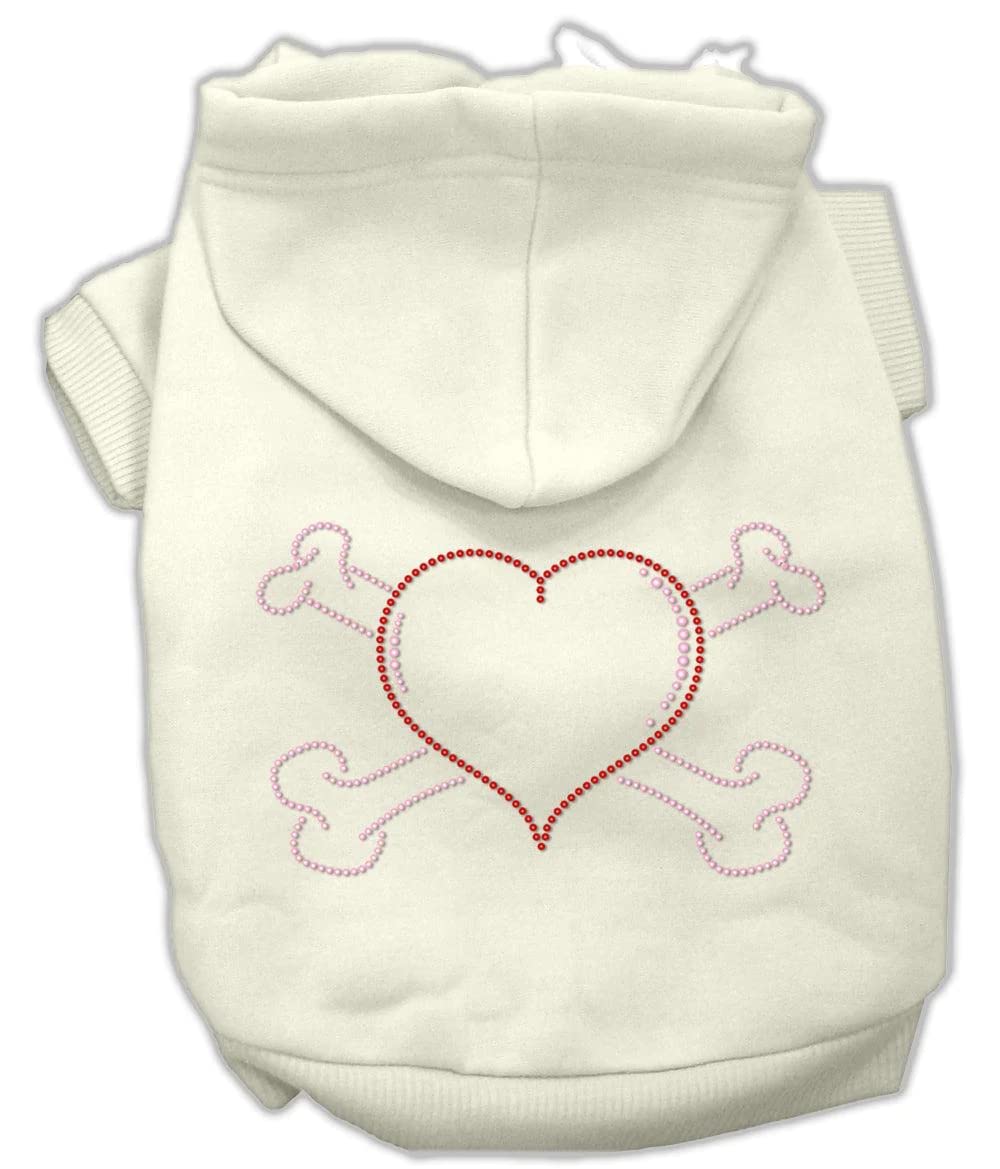 Pet, Dog & Cat Hoodie Rhinestone, "Heart and Crossbones" Black LG (10-14 lbs.)