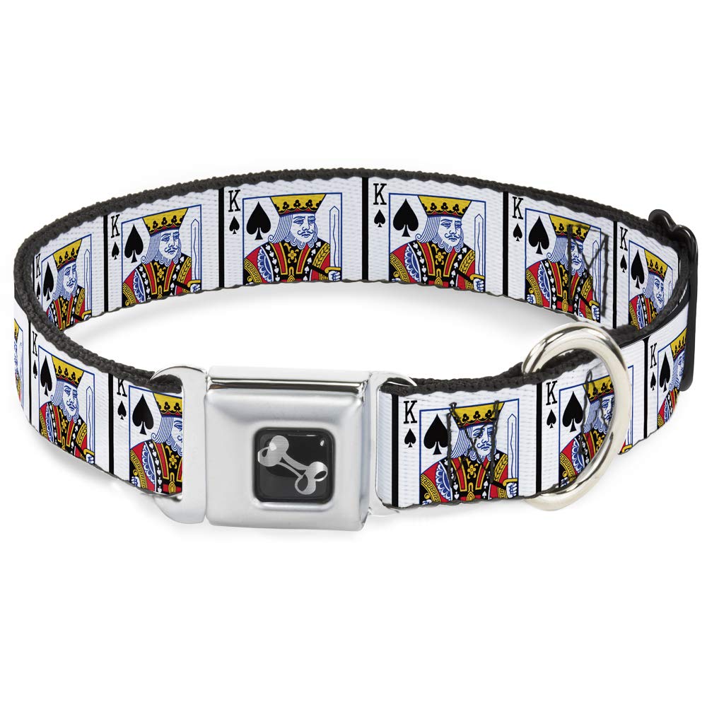 Buckle-Down Seatbelt Buckle Dog Collar - King Of Spades - 1' Wide - Fits 15-26' Neck - Large