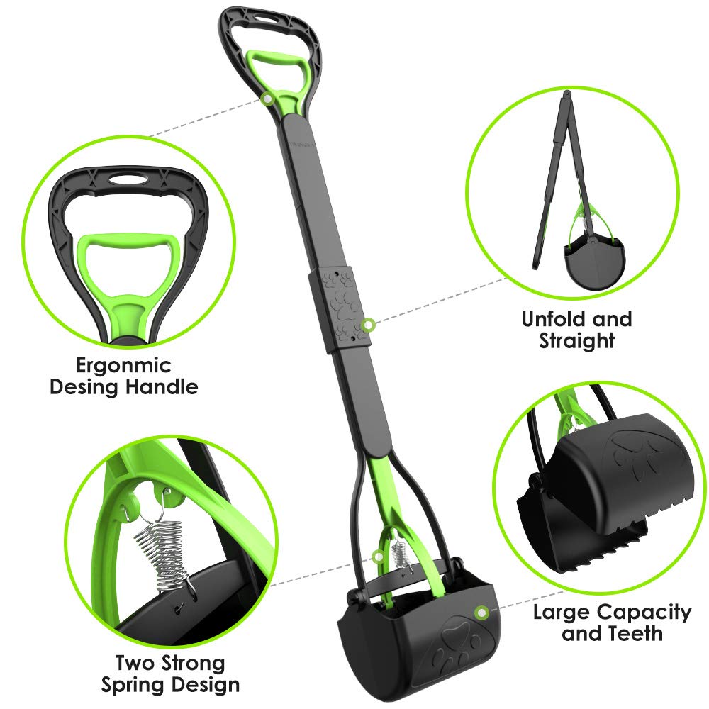 Timingila 33' Long Handle Portable Pet Pooper Scooper For Large And Small Dogs,High Strength Material And Durable Spring,Great For Lawns, Grass, Dirt, Gravel