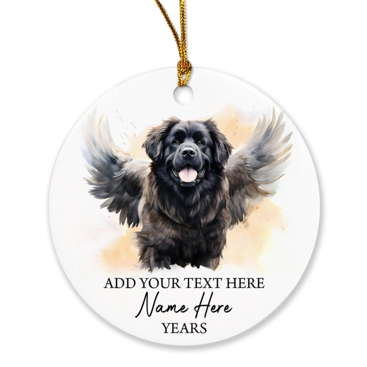Newfoundland Dog Angel Christmas Ornament, Newfoundland Dog Mom Dad Gifts, Personalized Newfoundland Dog Memorial Ornament For Christmas Tree, Custom Pet Dog Name & Year, Dog Angel Wings Ornaments