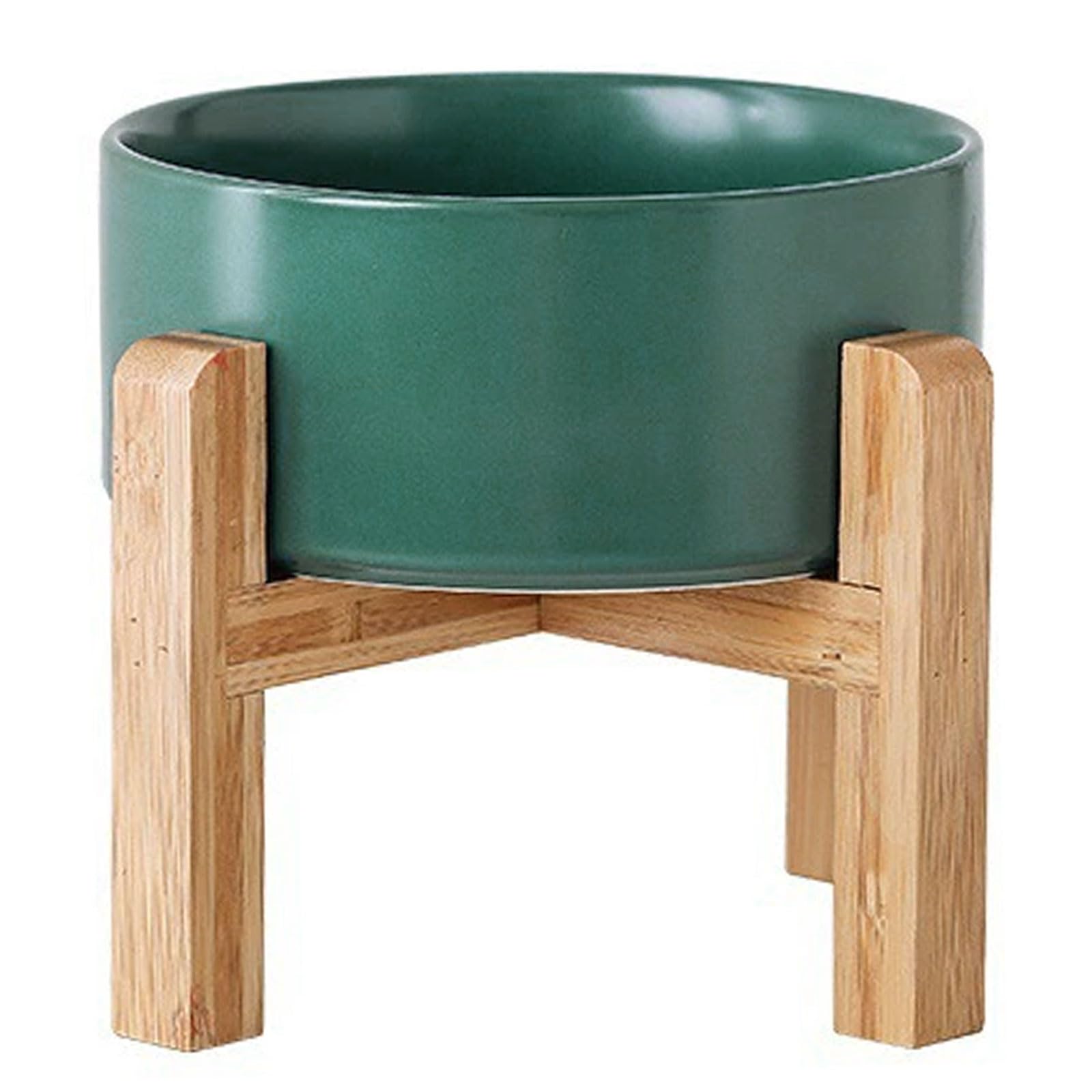 Petygooing Green Elevated/Raised Ceramic Dog Bowl for Medium and Large Breeds, Dog Food Water Dish with Stand,Pet Feeding Bowl w