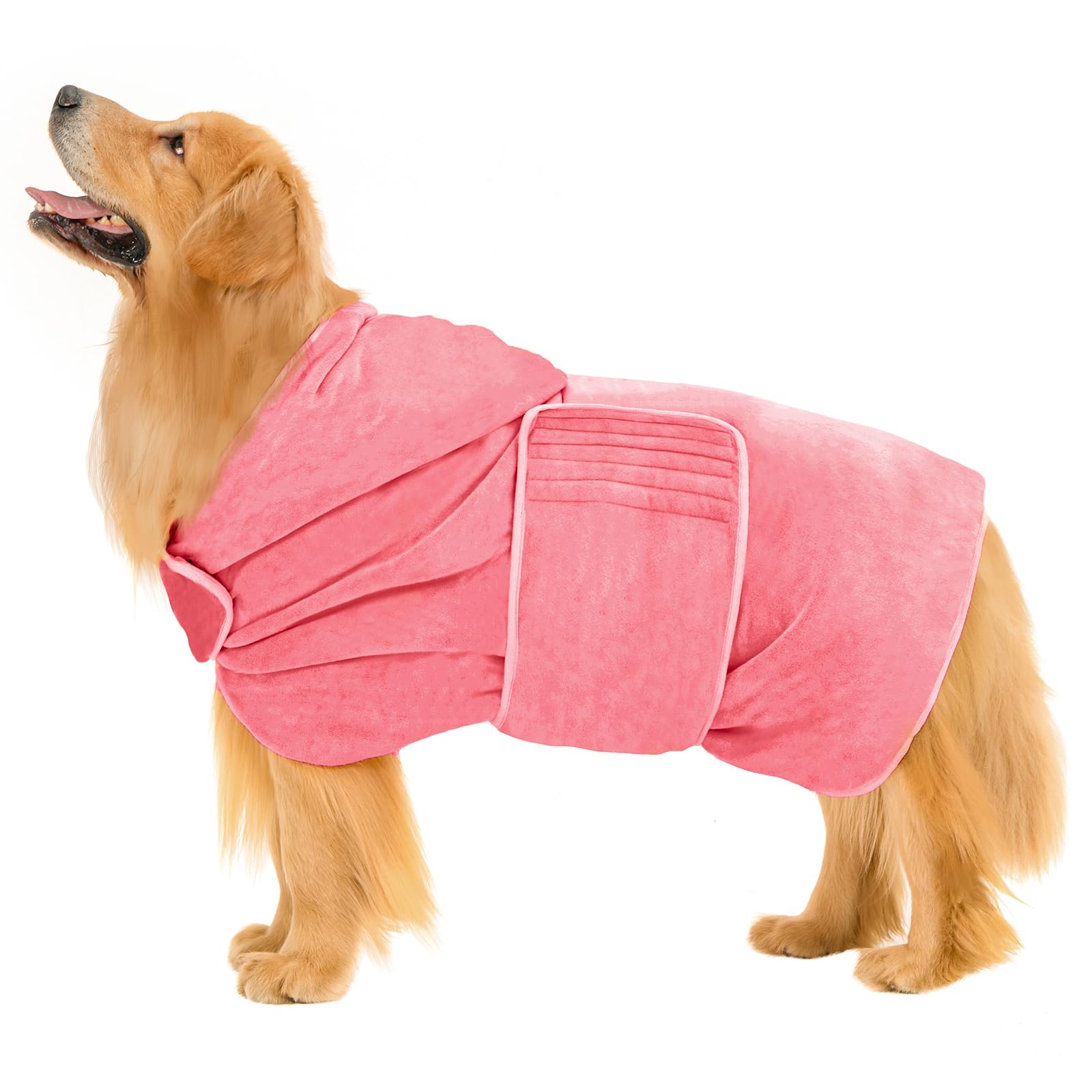 Avont Dog Bathrobe - Super Absorbent Pet Drying Towel Bath Robes After Bath Shower Swim Wet Walk For Puppies -Pink(Xxl)