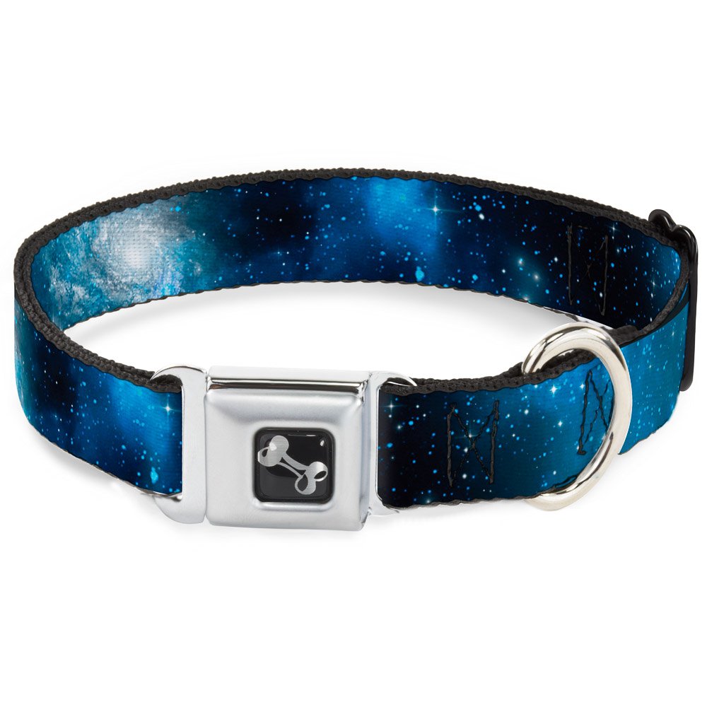 Buckle-Down Dog Collar Seatbelt Buckle Galaxy Blues Blues 11 To 17 Inches 1.0 Inch Wide, Multicolor (Dc-W30762-M)