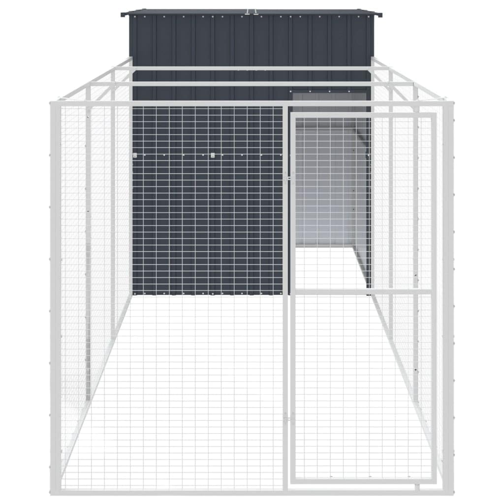 vidaXL Dog House with Run Anthracite 65x420.1x71.3 Galvanized Steel