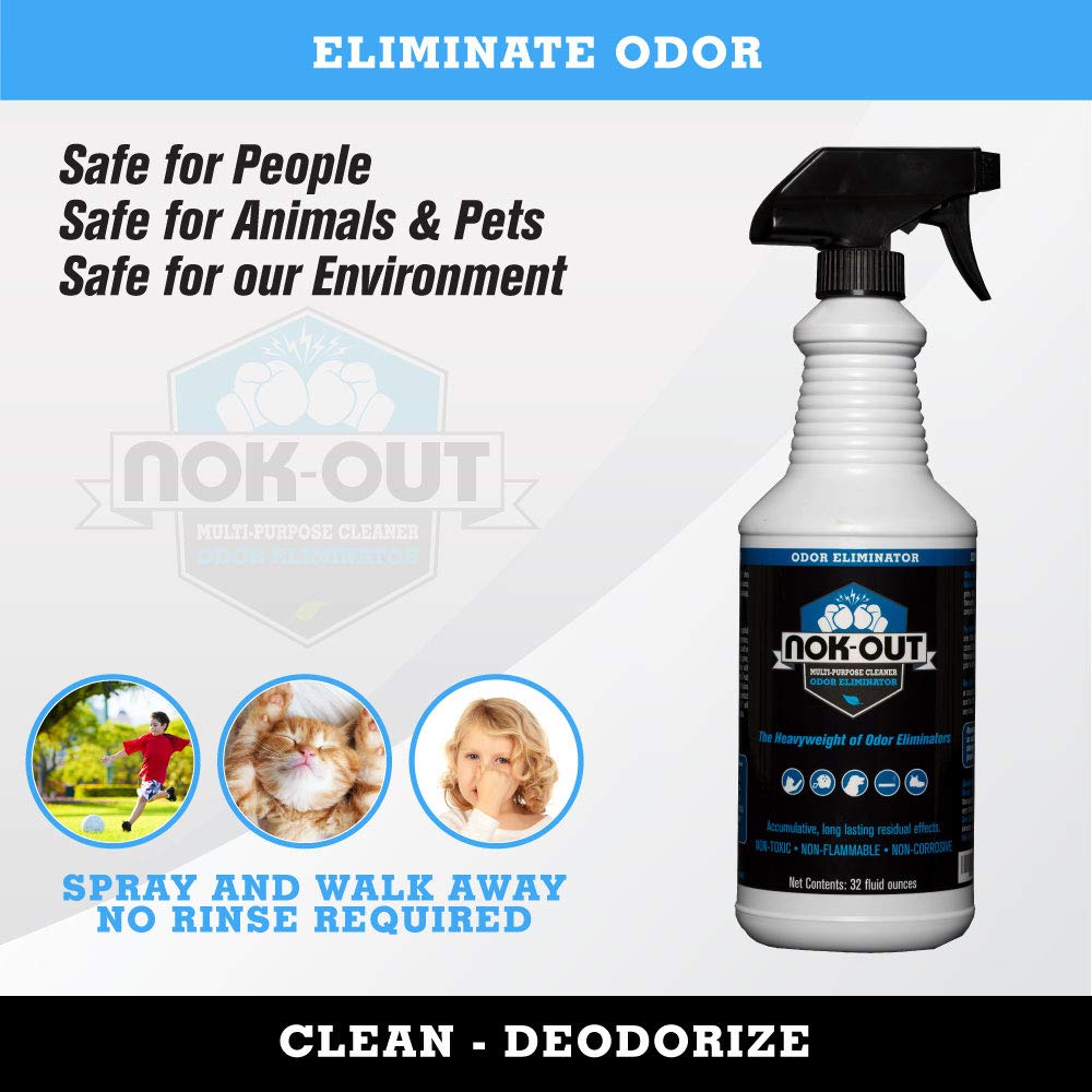 NOK OUT Pet Deodorizer & Cleaning Spray, 32 Fl Oz, Odor Remover, White, Model 08203-58003