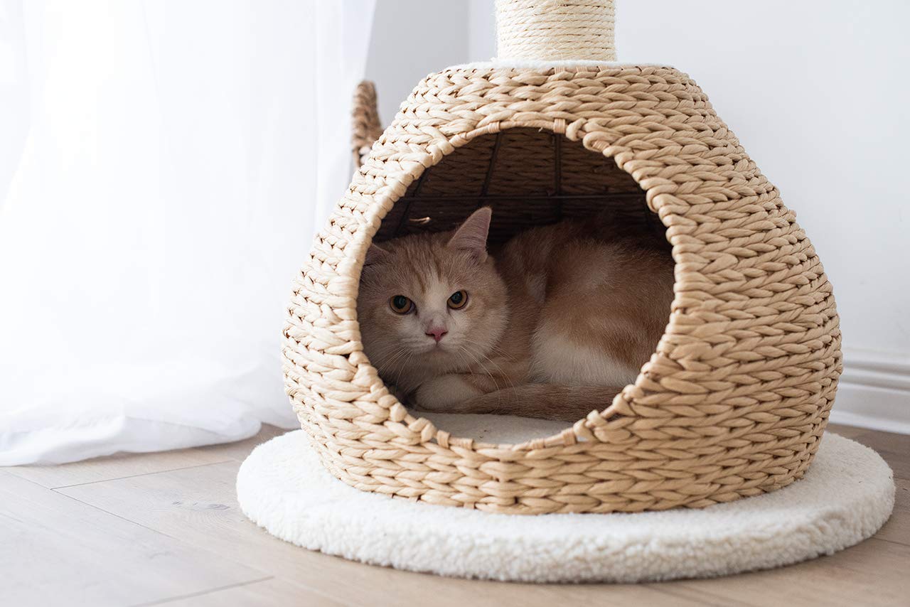Petpals Hand-Made Paper Rope Natural Bowl Shaped With Perch Cat Tree (Lookout Cat Tower)