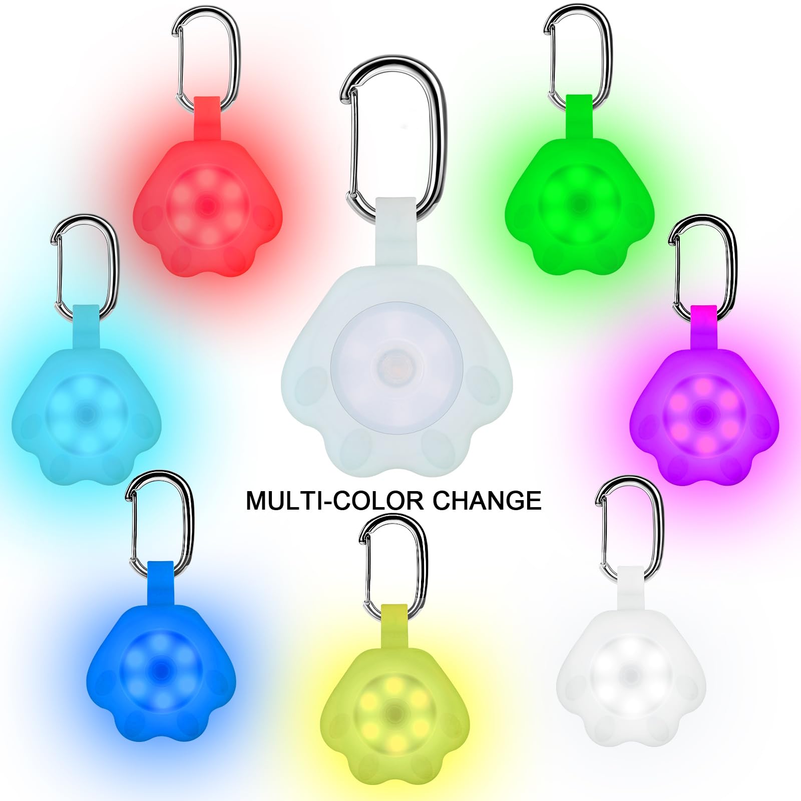 Novkin Dog Light 2-Pack - USB Rechargeable, Color Changing, IP67 Waterproof, 4.5cm x 4.5cm x 7cm, White
