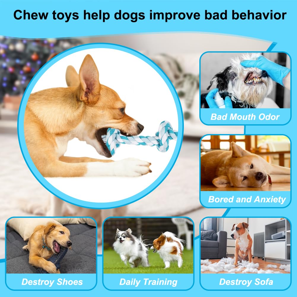 Szee Dog Rope Toys, 14 In 3 Knots Chew Rope For Medium And Small Dogs, Natural Cotton Pull Toy For Tug Of War And Teeth Cleaning