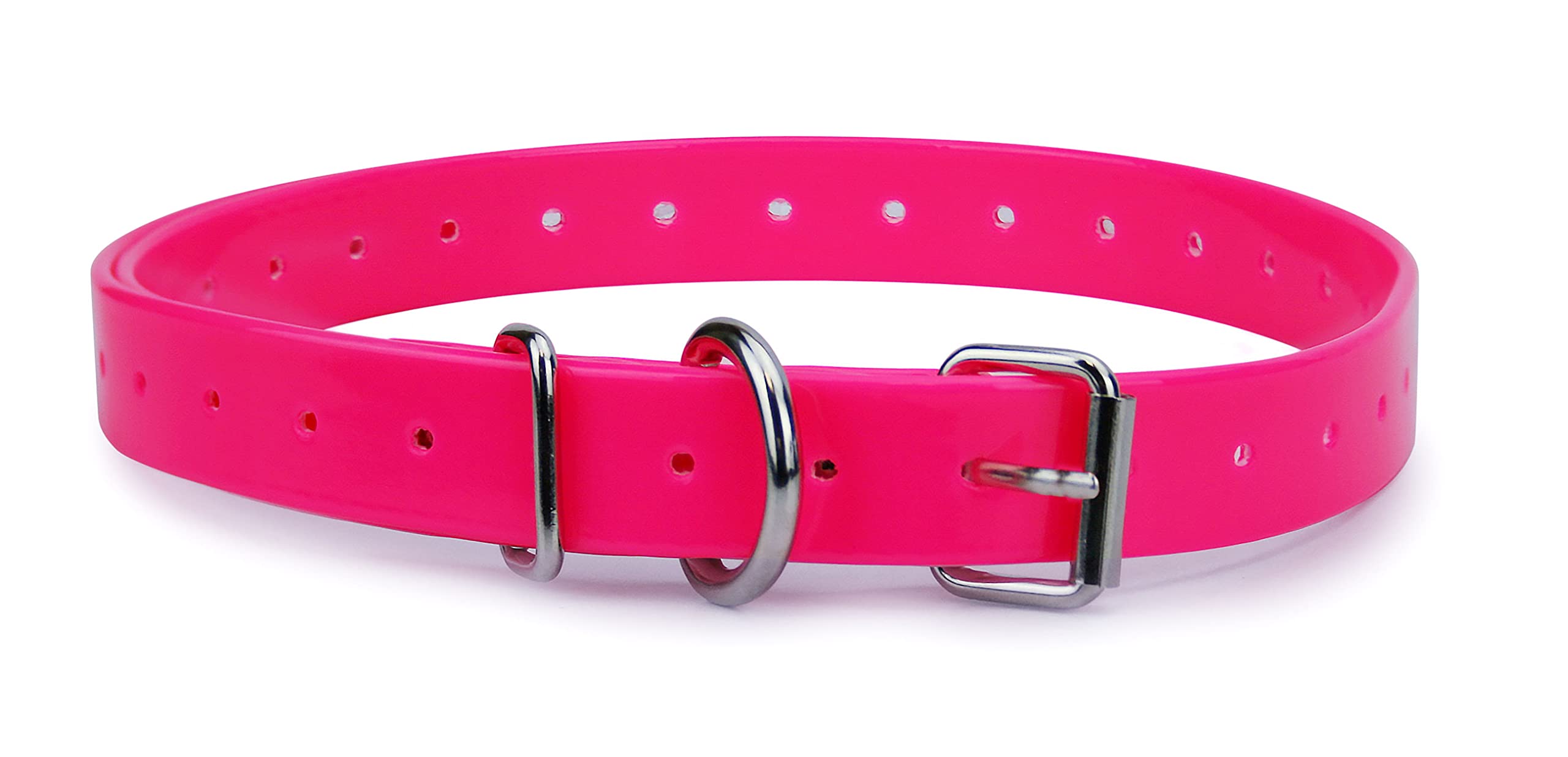 Hot Pink 3/4 Heavy Duty Tpu Coated Nylon Replacement Dog Collar Strap With Metal Buckle For Shock, Bark And Electric + Contain