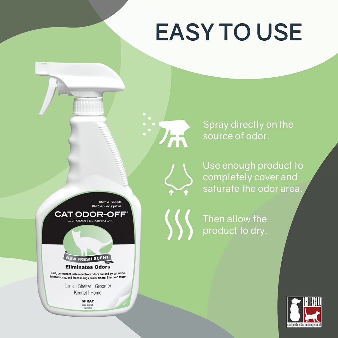 Thornell Cat Odor-Off Fresh Scent Concentrate Pet Smell Odor Eliminator Bundle - Cat Odor Eliminator Concentrate For Pet Urine O