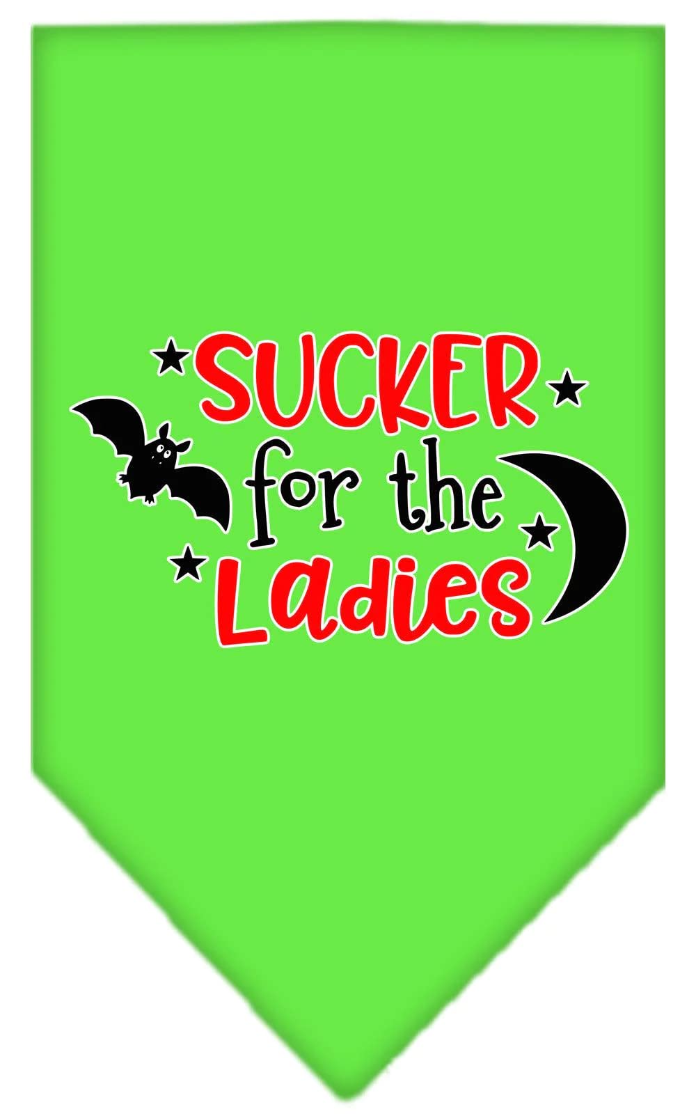 Halloween Pet and Dog Bandana Screen Printed, "Sucker For The Ladies" Bright Pink Large