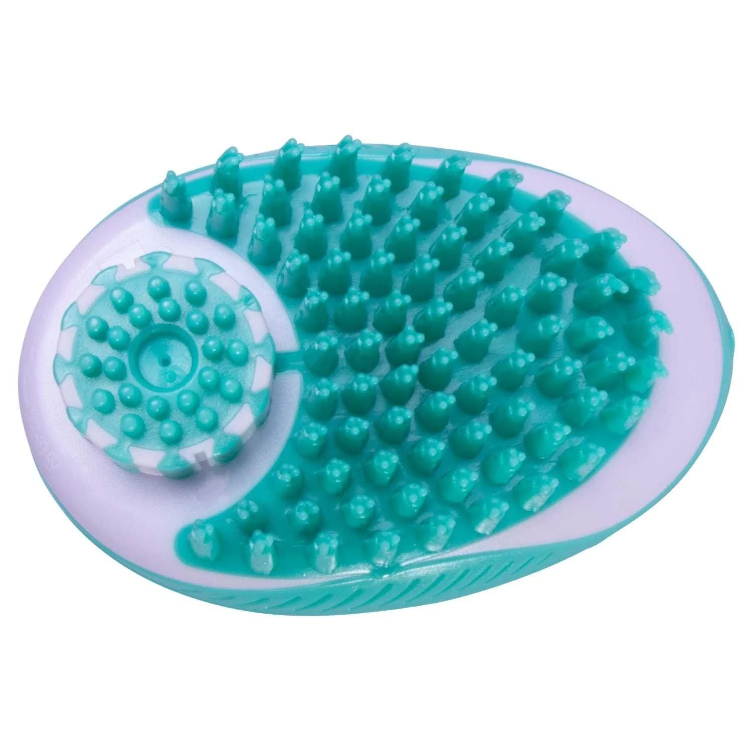 Pet Life 'Swasher' Green Shampoo Dispensing, All-in-One Pet Grooming Brush: Massage, Bath & De-Tangle for Dogs & Cats