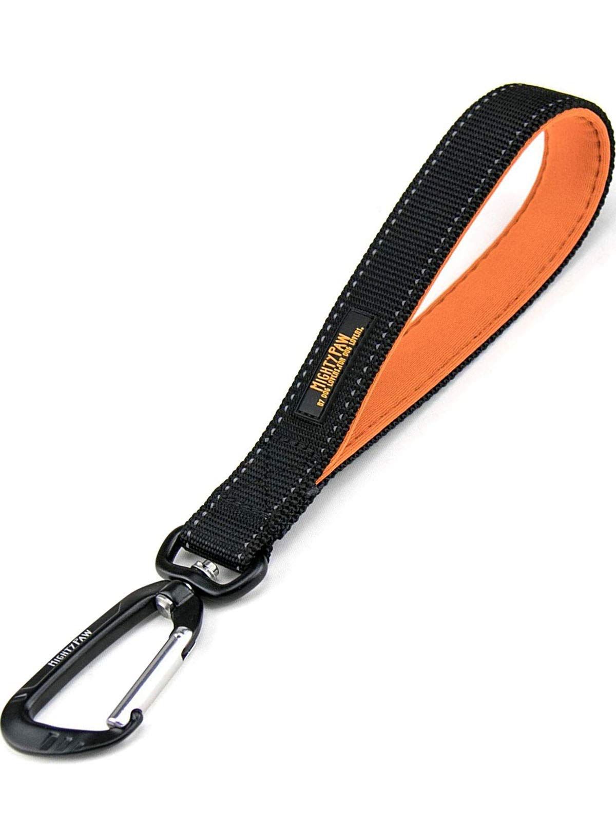 Mighty Paw Training Tab - Short Dog Leash - Padded Handle - Strong Traffic Pet Lead - Carabiner Clip Included - Padded Short Pet Tab - Leash Padded Traffic Handle - Pet Dog Training - 10” (Black)