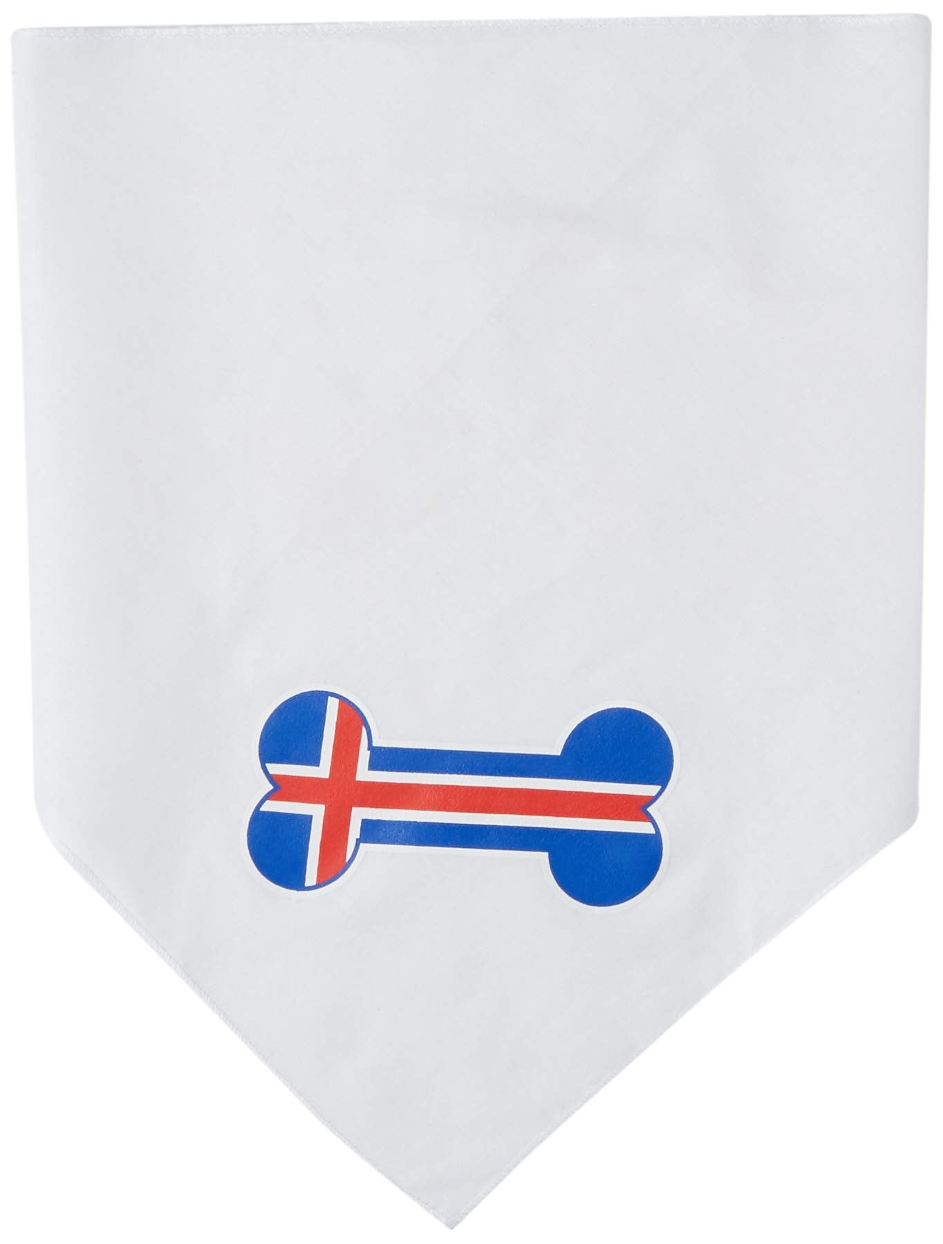 Mirage Pet Products Bone Flag Iceland Screen Print Bandana for Pets, Large, White