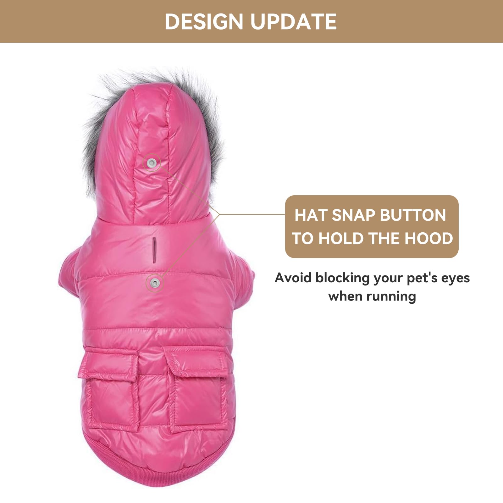 lesypet Dog Coats for Small Dogs, Dog Jacket Warm Winter Coat Windproof Puffer Jacket for Small Dogs Puppy, Pink XXL