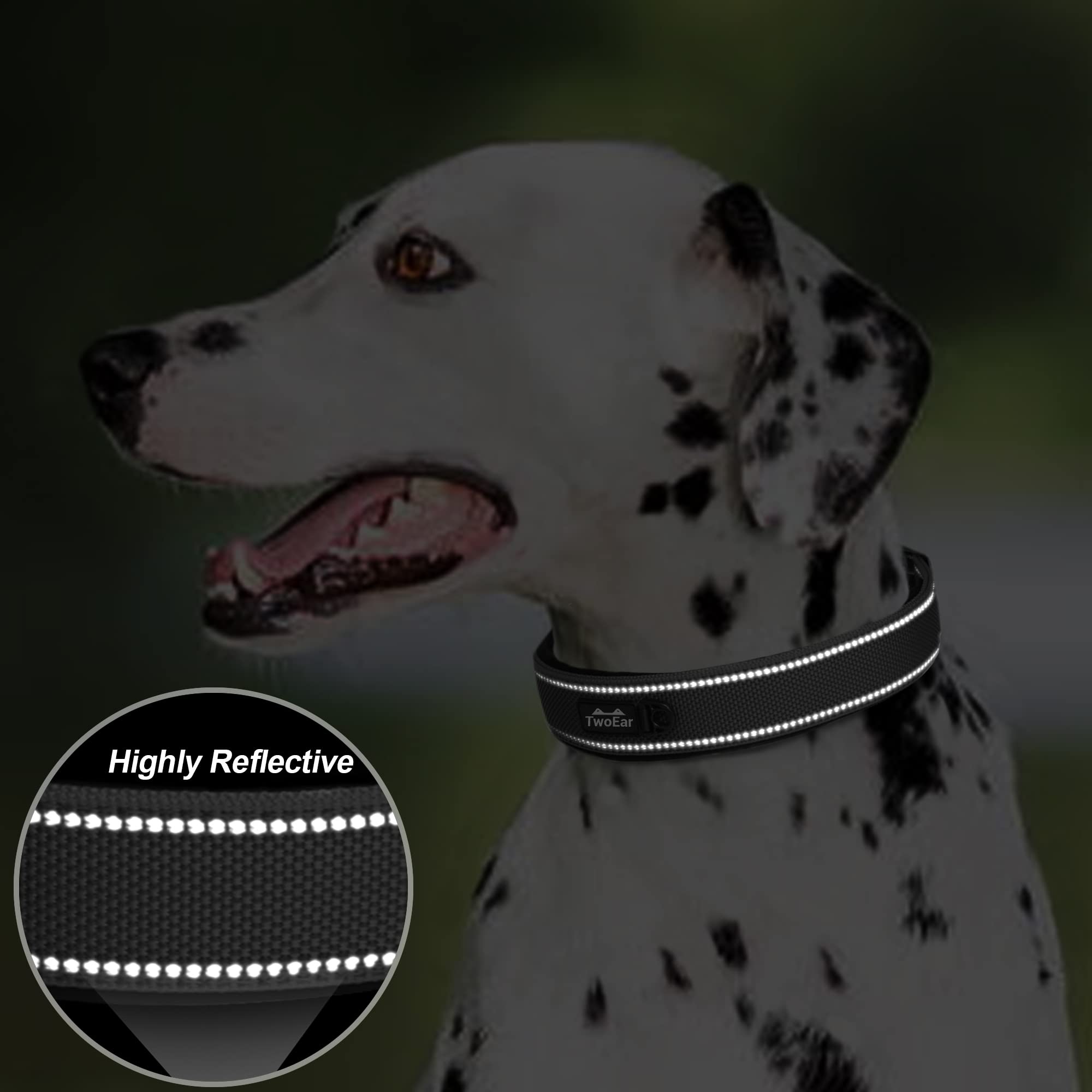 PetiFine Heavy Duty Dog Collar, Adjustable Neoprene, Reflective, X-Large (24"-28"), Red