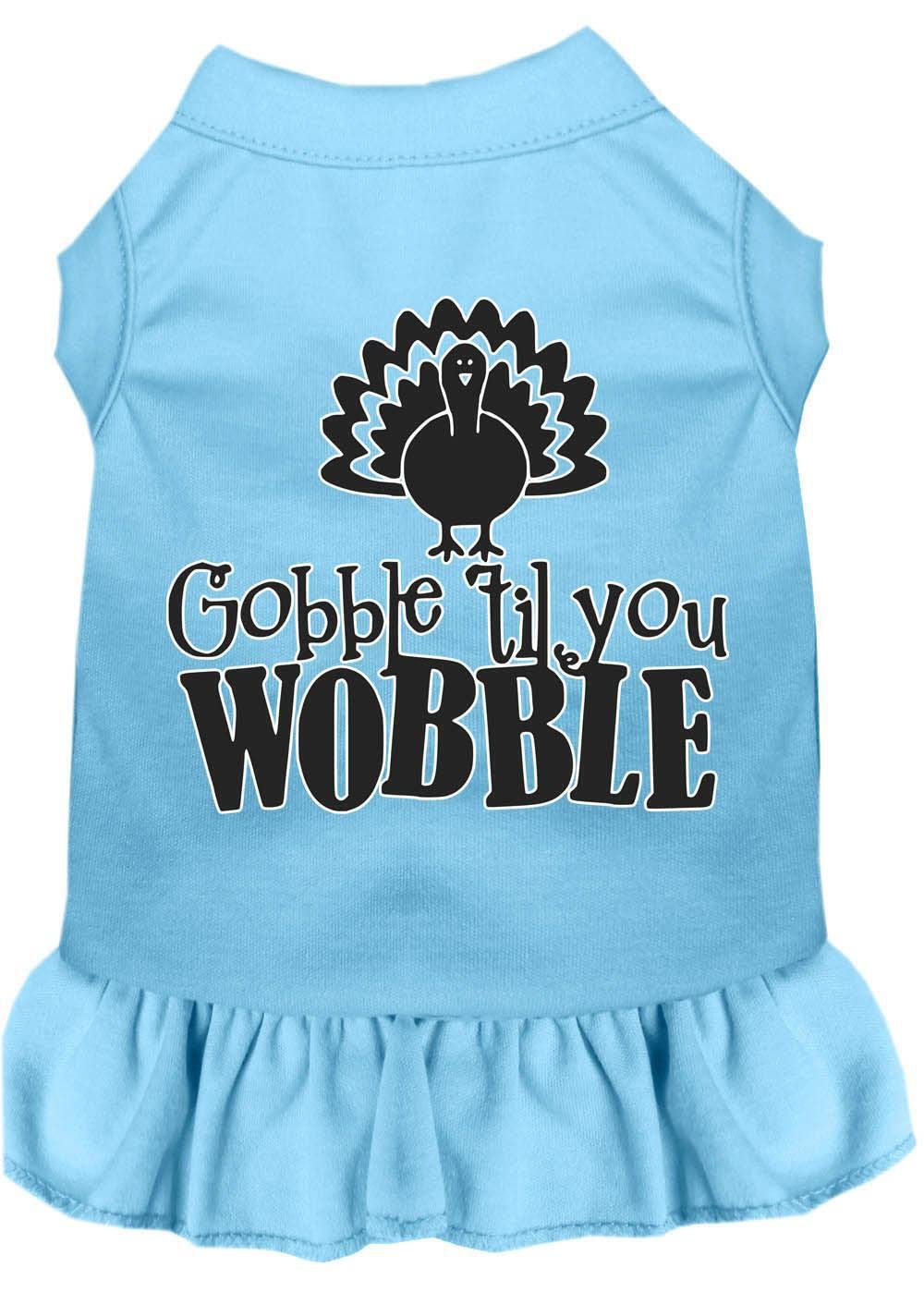 Thanksgiving Pet Dog & Cat Dress Screen Printed, "Gobble Til You Wobble" Black W/Light Pink XL (14-20 lbs.)