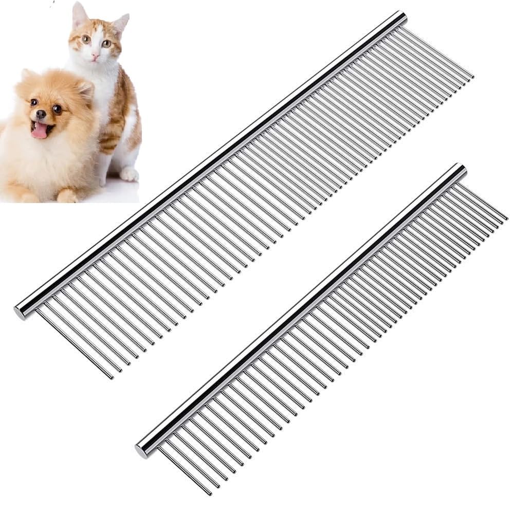 Silencio Pet Steel Combs Dog Cat Comb Tool For Removing Matted Fur  Pet Dematting Comb With Rounded Teeth And NonSlip Grip Han