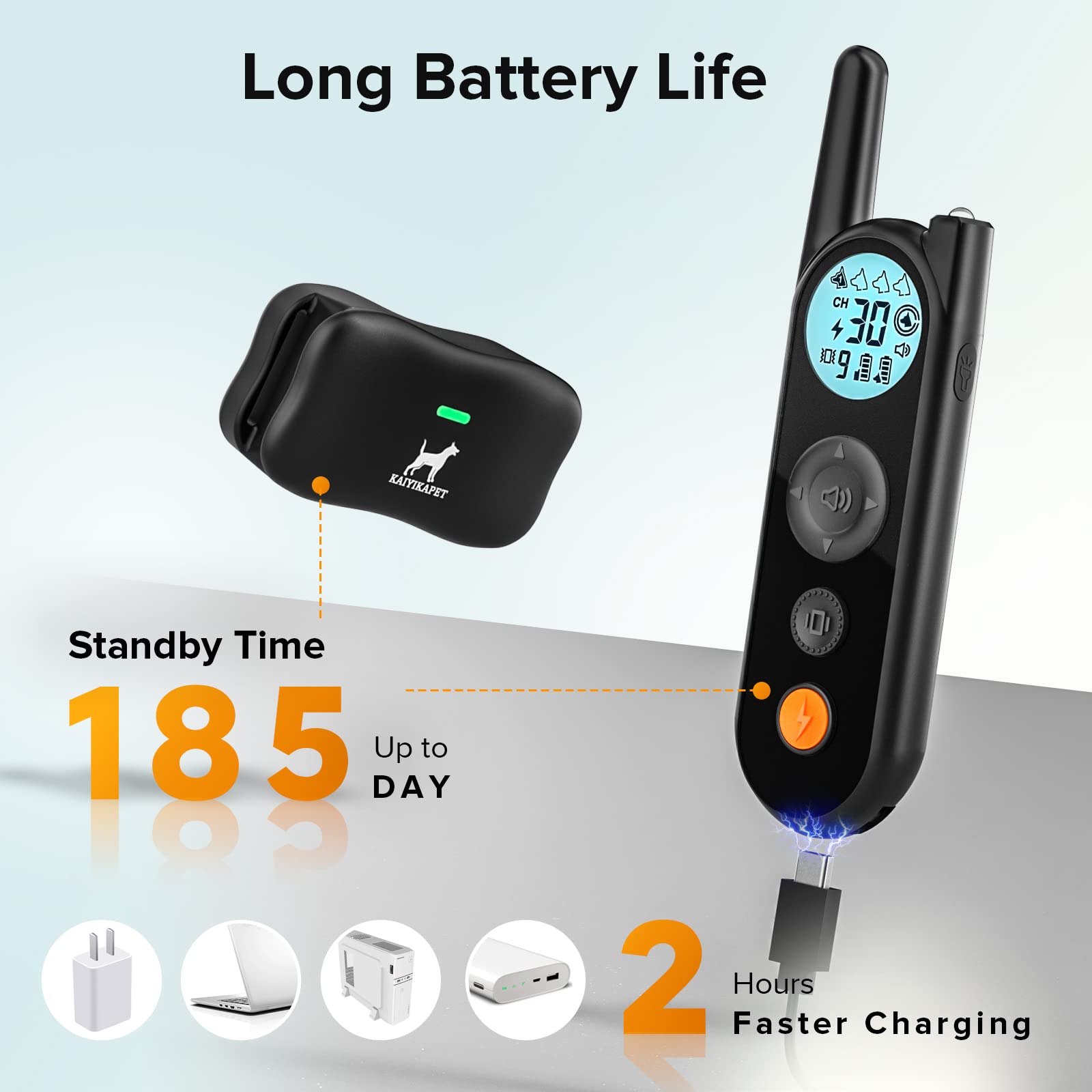 KAIYIKAPET Wireless Dog Fence for 2 Dogs, 14 Levels Distance 25-3500FT, Training Collar with 3 Modes, Upgraded Black, 2 Collars