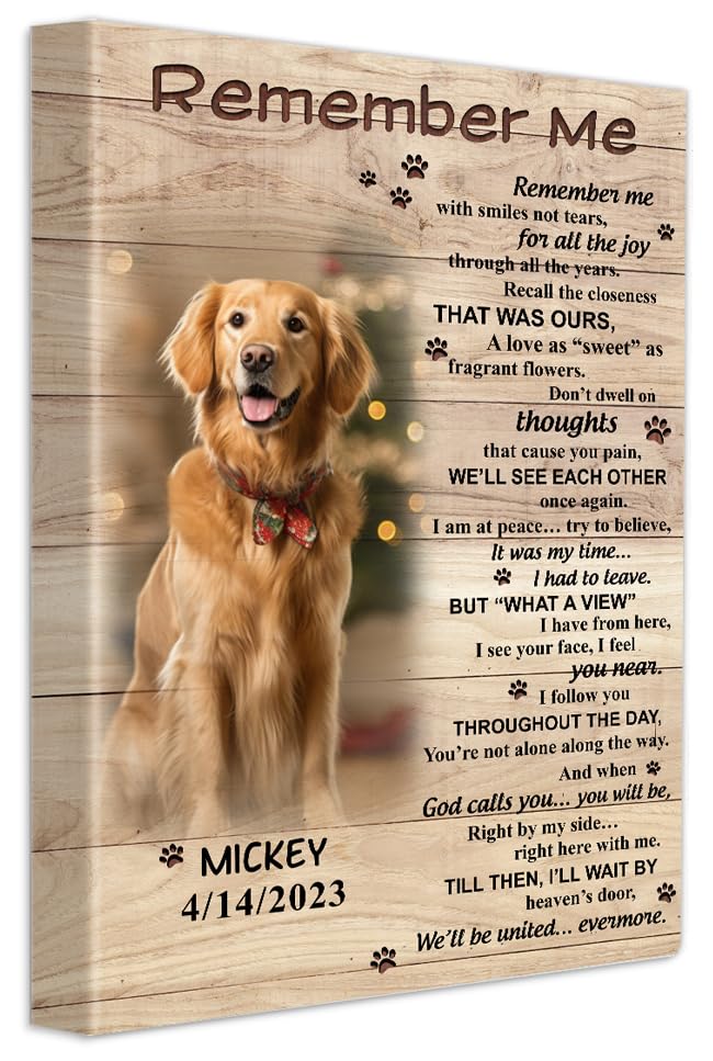 S101617 Dog Memorial Portrait Canvas Gifts, Remember Me Memorial For Dog Lovers, Personalized With Picture Date
