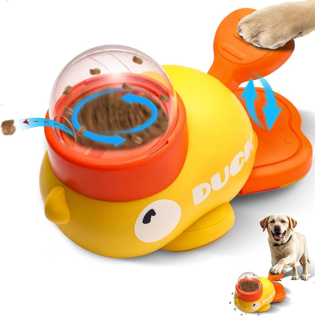 Interactive Dog Food Puzzle Toy, DuckShaped Pet Slow Feeder Treat Dispenser With 3 Size Food Outlet, Interactive Feeding Toy Fo