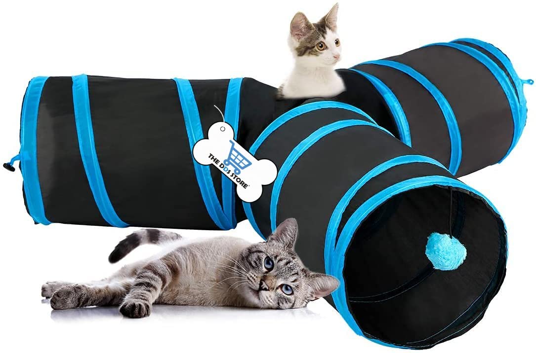 The Dds Store Rabbit Tunnel Toy, Collapsible 3 Way Cat Tunnel Interactive Toy With Ringing Ball, Spacious Tube Fun For Cats Rabb