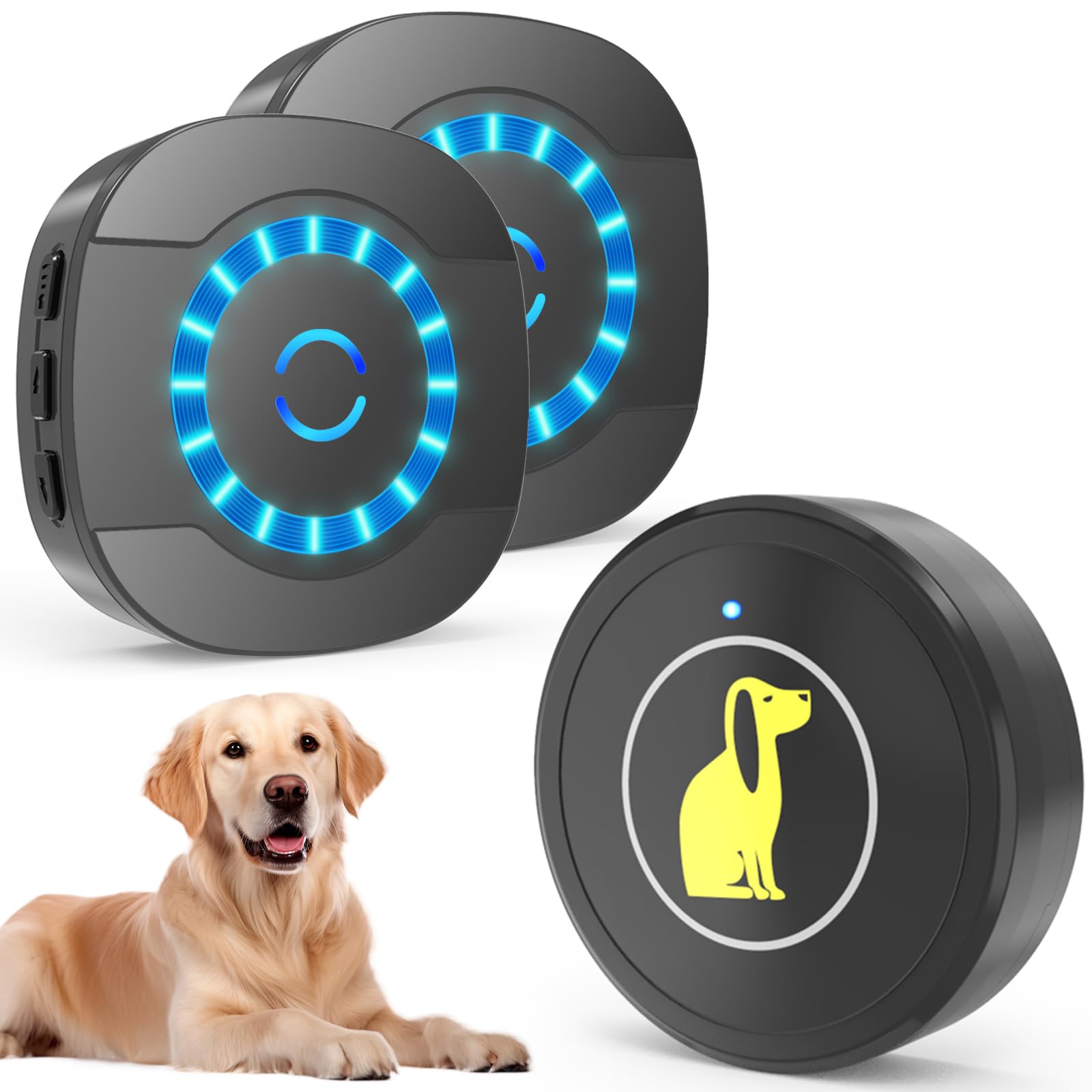 Lalolee Dog Bell for Door Potty Training - Waterproof Wireless Doorbell with 55 Melodies, 5 Volume Levels, 2 Receivers, Model DWDAT1-BLK-1