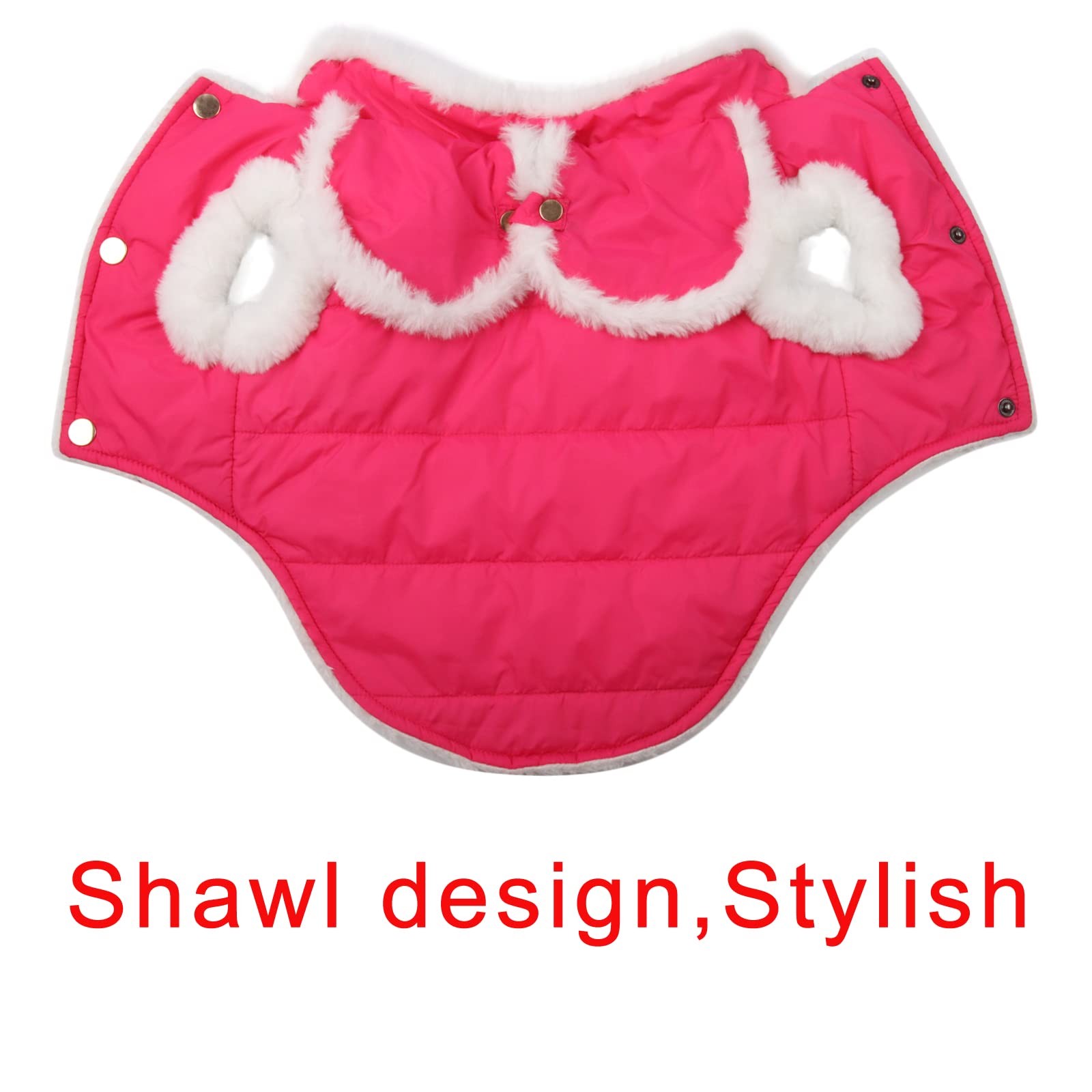 Joydaog Shawl Design Fleece Lined Warm Dog Jacket For Puppy Winter Cold Weather,Soft Windproof Small Dog Coat,Pink Xs