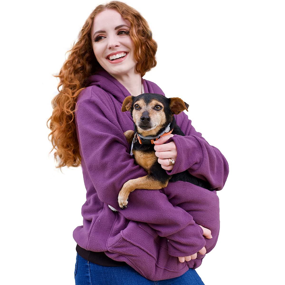 Kei Tomlison Unisex Big Pouch Hoodie Long Sleeve Pet Dog Holder Carrier Sweatshirt (Small, Purple-Fleece)