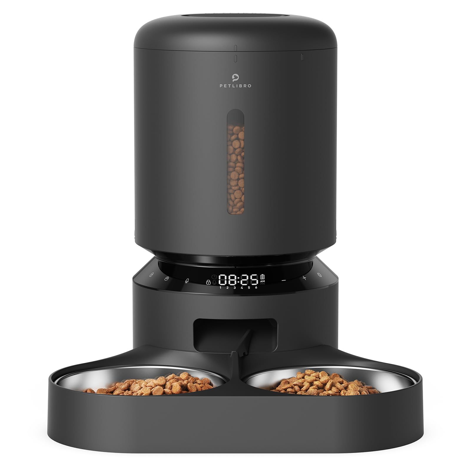 PETLIBRO Automatic Cat Food Dispenser for Two Cats 5L Auto Cat Feeder Dry Food Dispenser with Splitter & 2 Stainless Bowls, 10s 