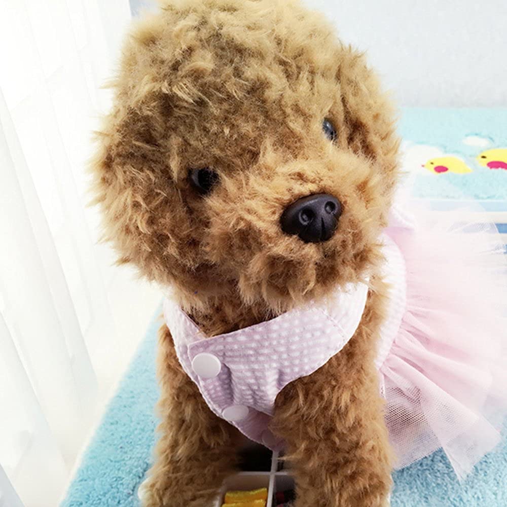 Dog Dresses, Fashion Pet Dog Clothes, Striped Mesh Puppy Dog Princess Dresses (Pink, Small)