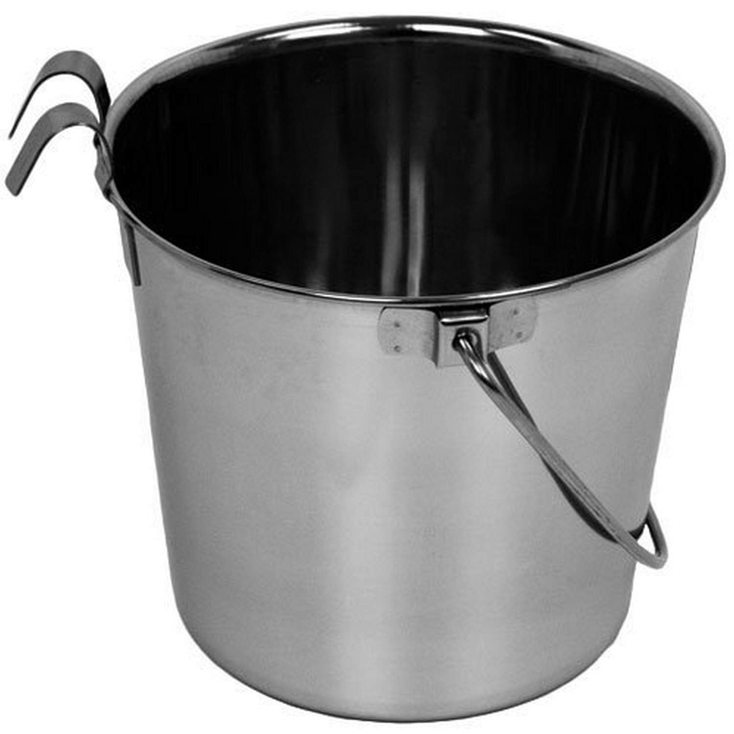 Advance Pet Product Heavy Stainless Steel with 2 Hook Bucket, 2 Quart Flat