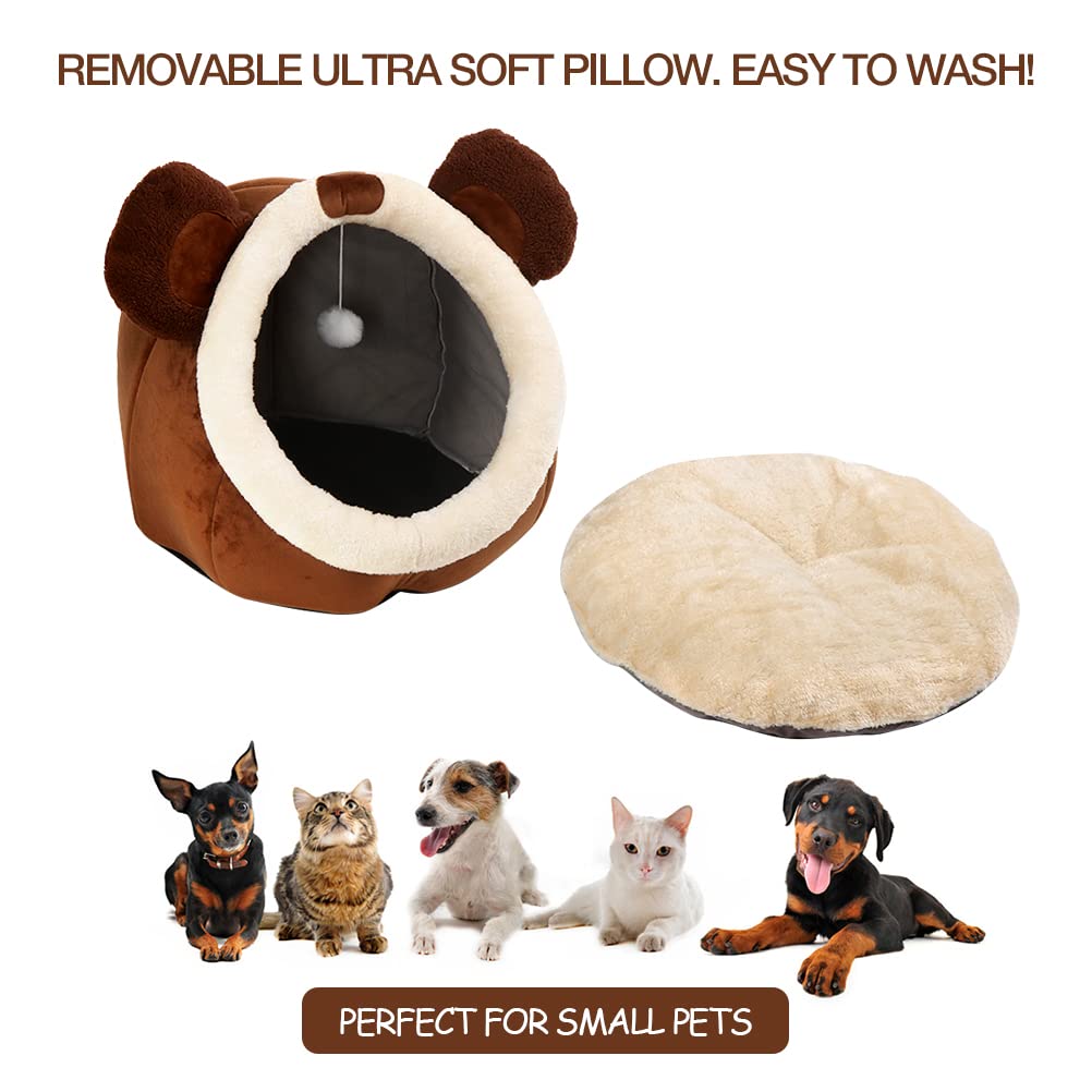Lcybem Cat Beds For Indoor Cats - Cat Bed Cave With Removable Washable Cushioned Pillow, Soft Plush Premium Cotton No Deformatio