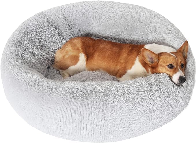 Jollyvogue Dog Bed, Calming Anti-Anxiety Large Dog Bed, Fluffy Donut Cushion For Medium And Large Pets (27'/30'/36')