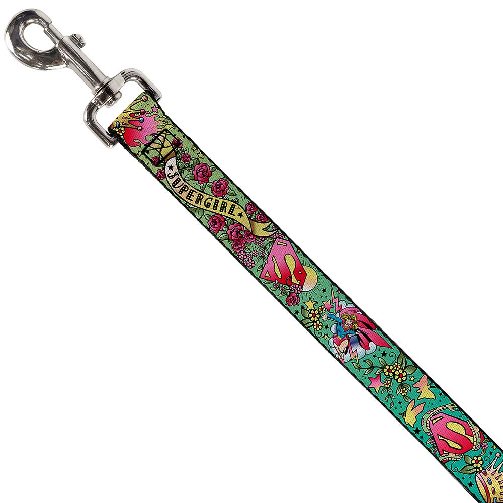 Buckle-Down Pet Leash - Supergirl Tattoo Scene - 4 Feet Long - 1' Wide