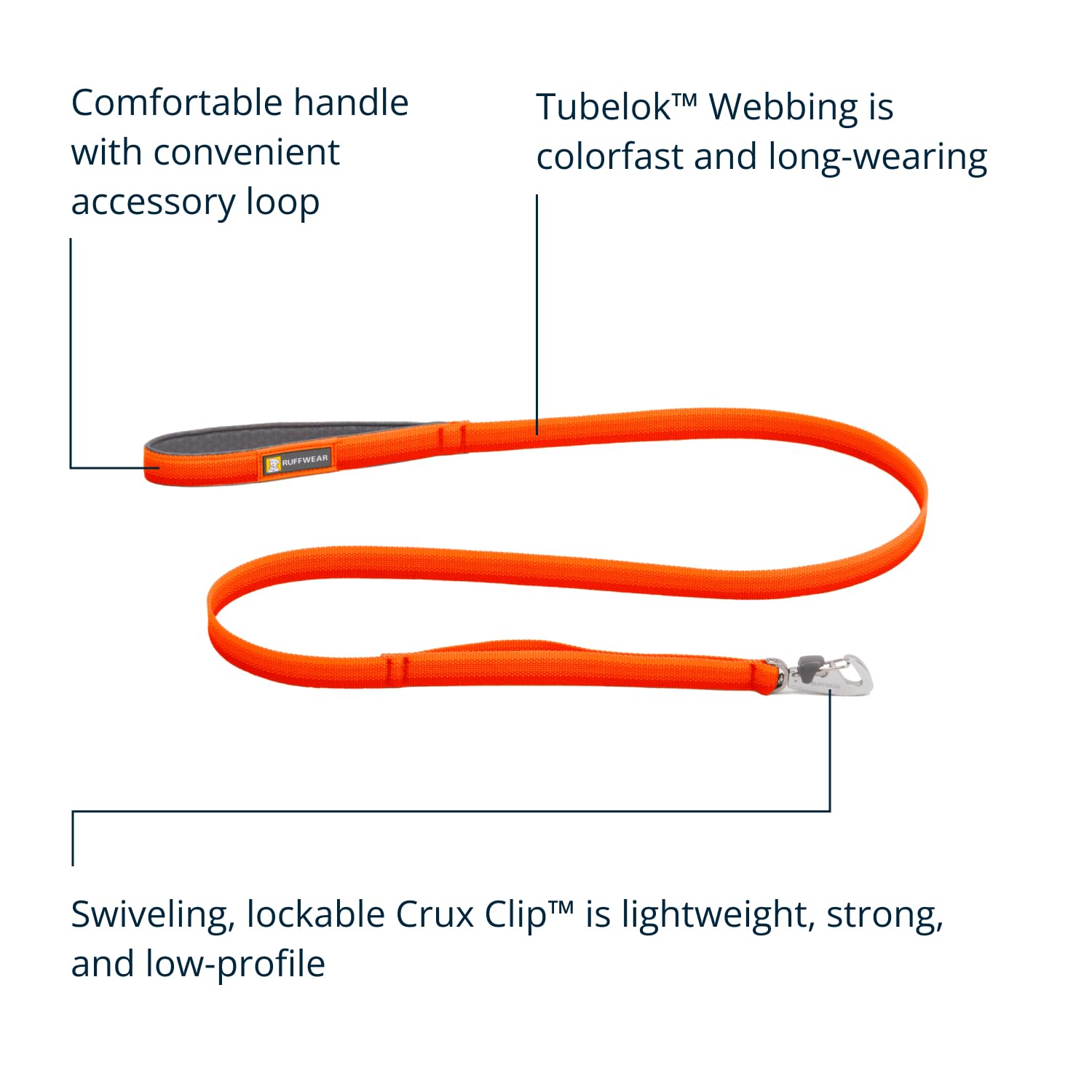 Ruffwear, Front Range Dog Leash, 5 Ft Lead With Padded Handle For Everyday Walking, Blaze Orange