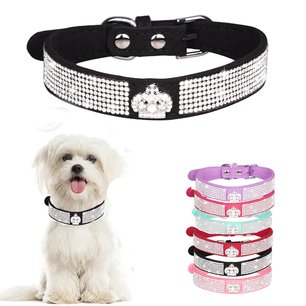 Black Xxs Dog Collar,Diamond Puppy Collars Girl, Rhinestone Dog Collar,Bling Cat Collar Pretty Jewel Glitter Sparkly Pet Collars For Xxs Xs Small Medium Dogs Kitten Female, Xxsmall